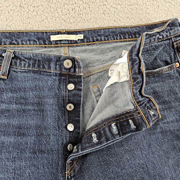 Levis Premium Jeans Womens 22W Blue Wedgie Straight Button Fly Distressed Hem - Picture 5 of 16